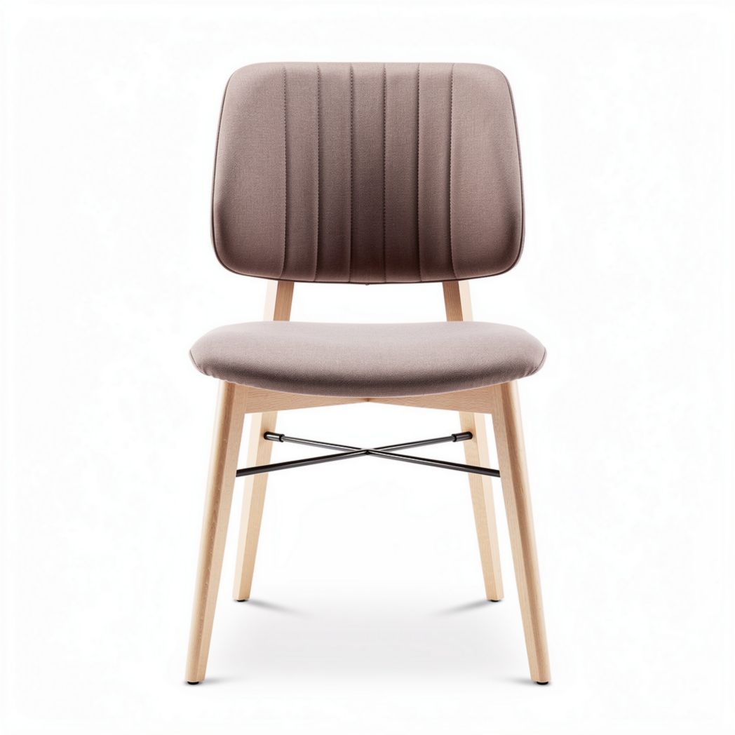 Chaise en tissu beige avec pieds en bois de hêtre dimensions 45 x 45 x 80cm