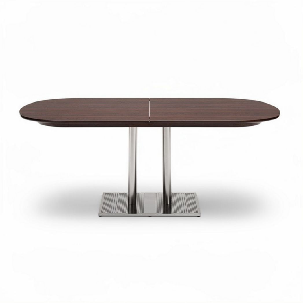 Table rectangulaire extensible en bois et métal marron 180 x 100 x 75cm