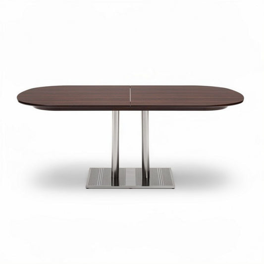Table rectangulaire extensible en bois et métal marron 180 x 100 x 75cm