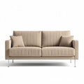 Canapé en tissu beige avec coussins dimensions 185 x 85 x 75cm