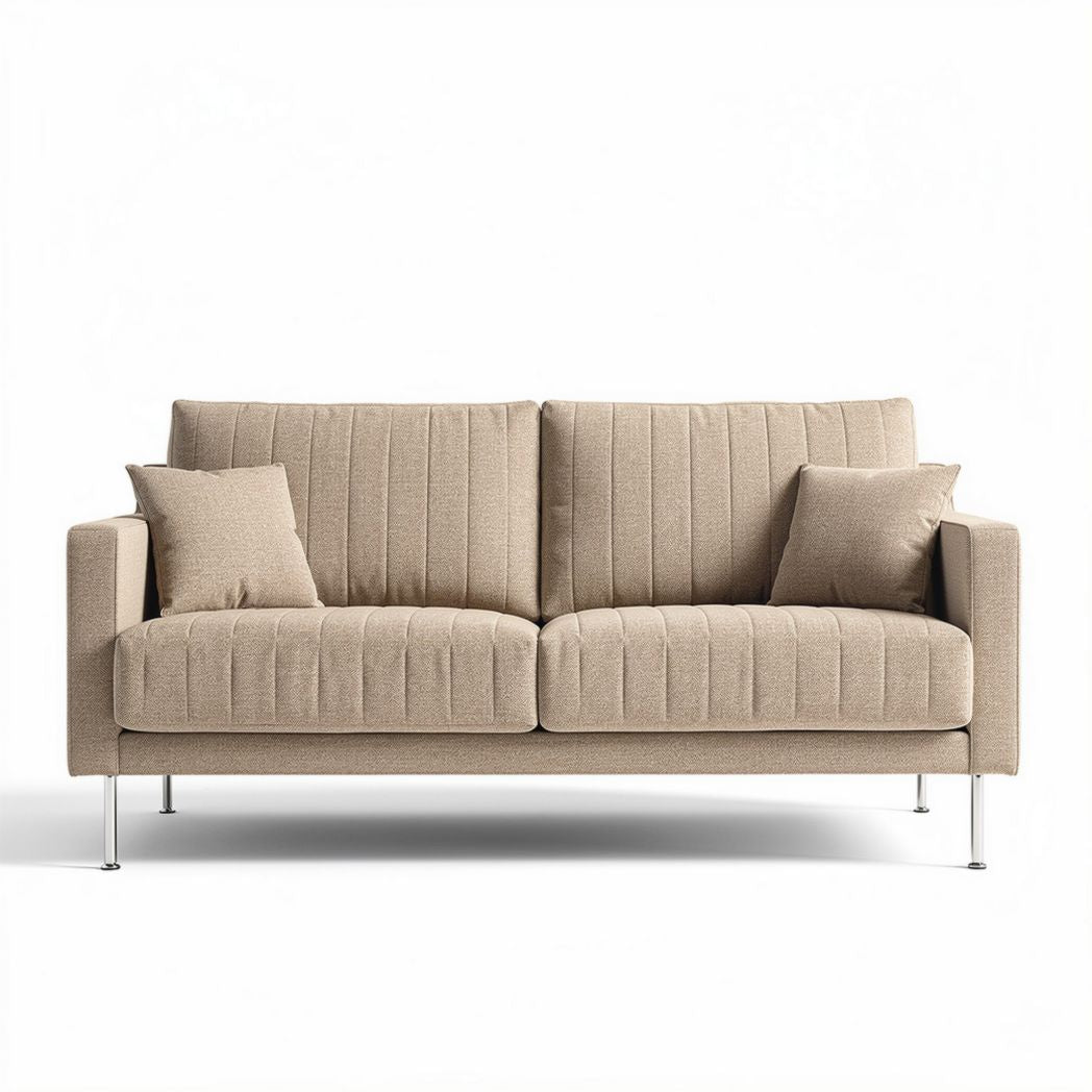 Canapé en tissu beige avec coussins dimensions 185 x 85 x 75cm