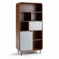 Meuble de rangement en bois et métal avec portes en verre 180 x 80 x 40cm