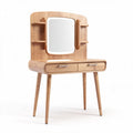Coiffeuse en bois clair avec miroir et rangement 80 x 45 x 150cm