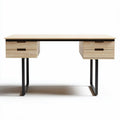 Bureau en bois avec tiroirs dimensions 120 x 60 x 75cm noir et bois naturel