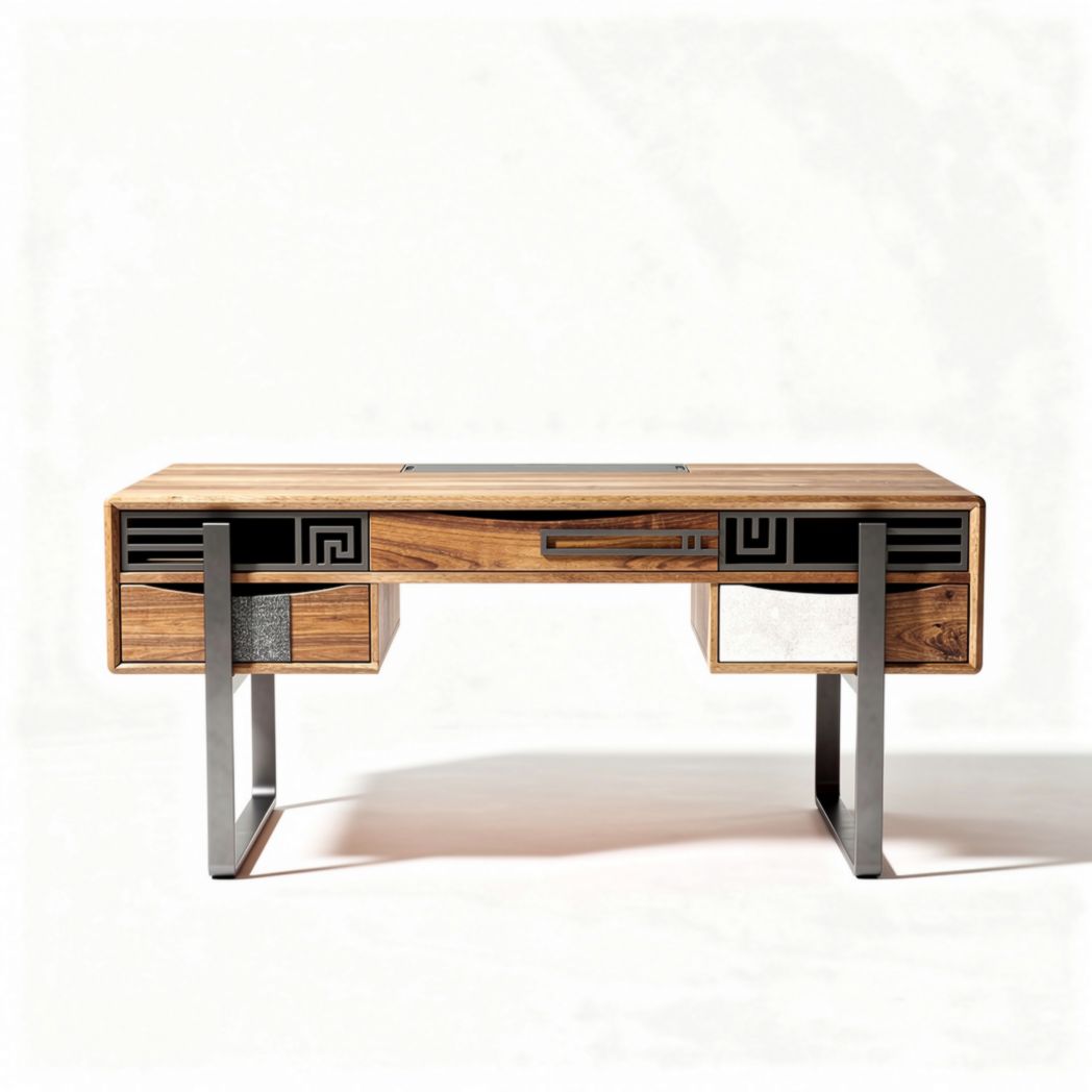 Bureau en bois avec tiroirs et structure en métal dimensions 150 x 75 x 75cm