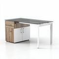 Bureau moderne en verre et bois avec rangement 150 x 70 x 75cm