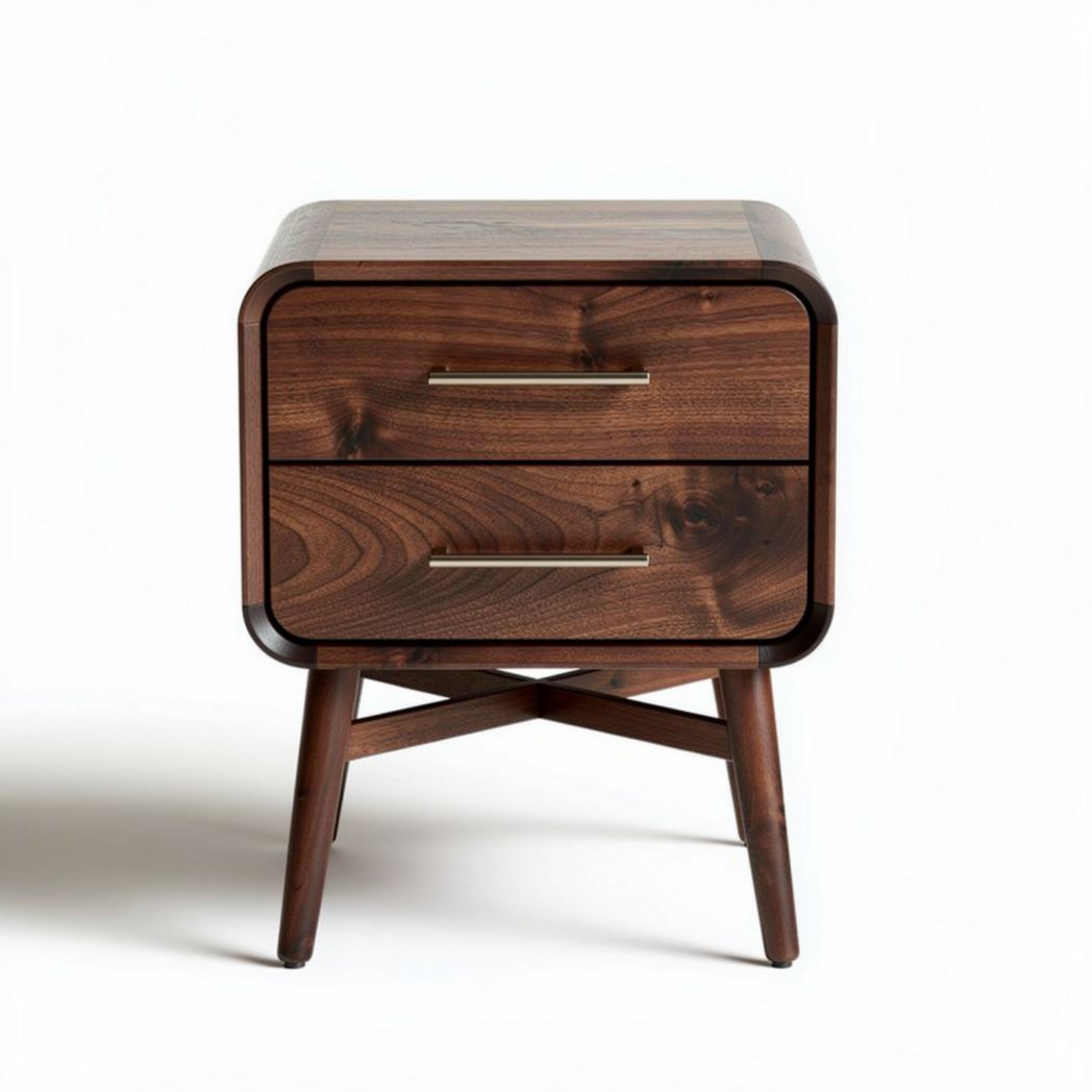 Table de chevet en bois brun avec deux tiroirs dimensions 40 x 40 x 45cm