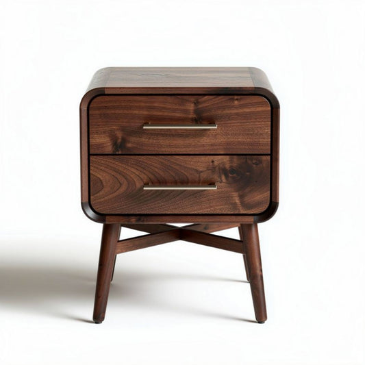 Table de chevet en bois brun avec deux tiroirs dimensions 40 x 40 x 45cm
