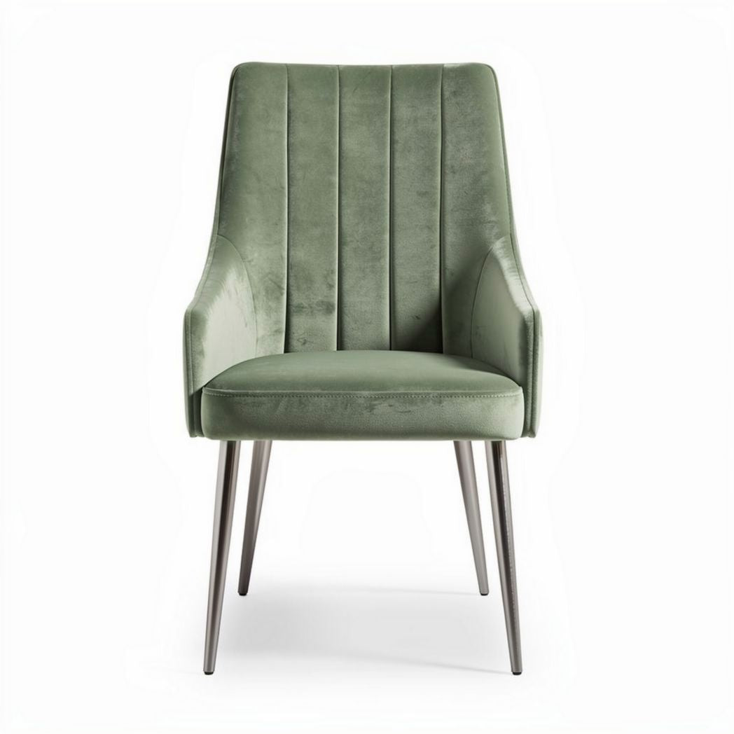 Chaise en velours vert avec structure en métal dimensions 45 x 55 x 85cm