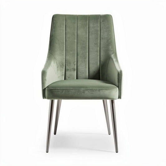 Chaise en velours vert avec structure en métal dimensions 45 x 55 x 85cm