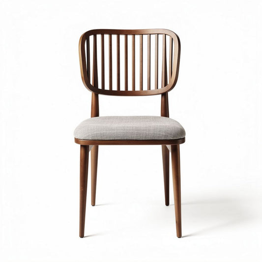 Chaise en bois avec assise rembourrée et dossier en rotin naturel 45 x 45 x 85cm