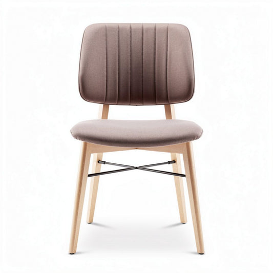 Chaise en tissu beige avec pieds en bois de hêtre dimensions 45 x 45 x 80cm